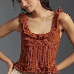 Pilcro Rust Knitted Ruffled tank